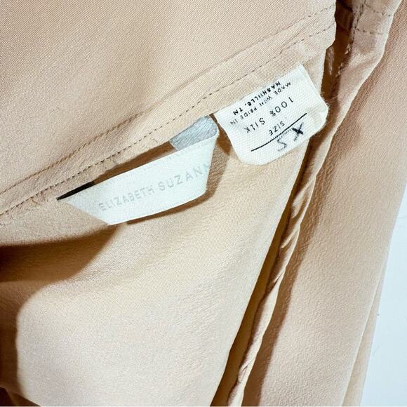 Elizabeth Suzann Marlena Nude Peach V Neck 100% Silk Knee Length Slip Dress XS - Picture 5 of 13